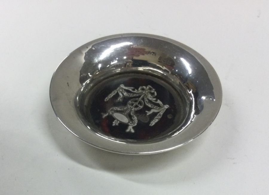A silver and tortoiseshell inlaid pin tray. Birmin