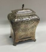 A good Georgian silver tea caddy embossed with flo