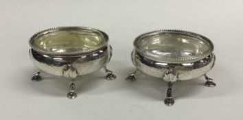 A good pair of George III silver salts with swag d