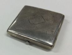 A heavy Russian silver cigarette case of shaped fo