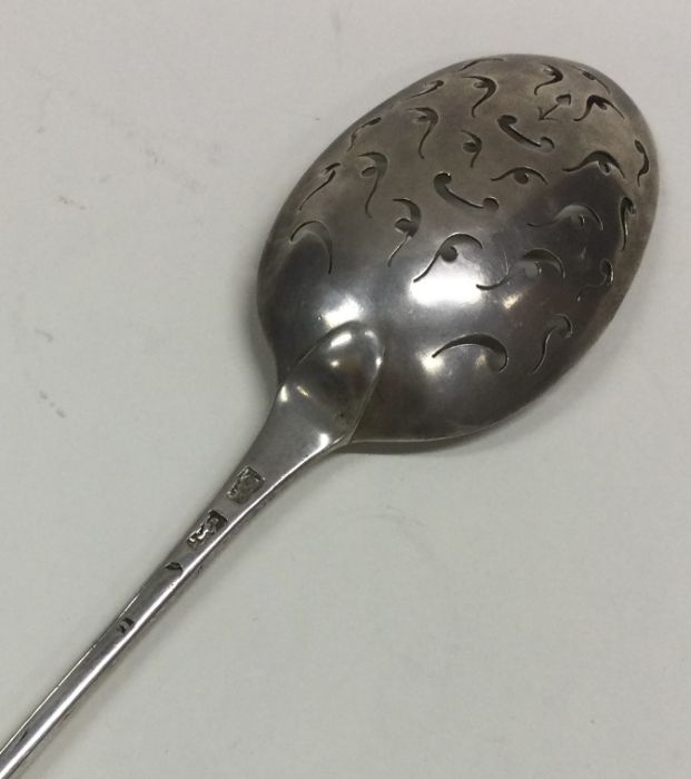 A substantial tapering silver mote spoon with pier - Image 2 of 2