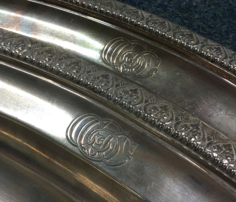 A rare pair of large oval silver meat dishes. Lond - Image 2 of 3