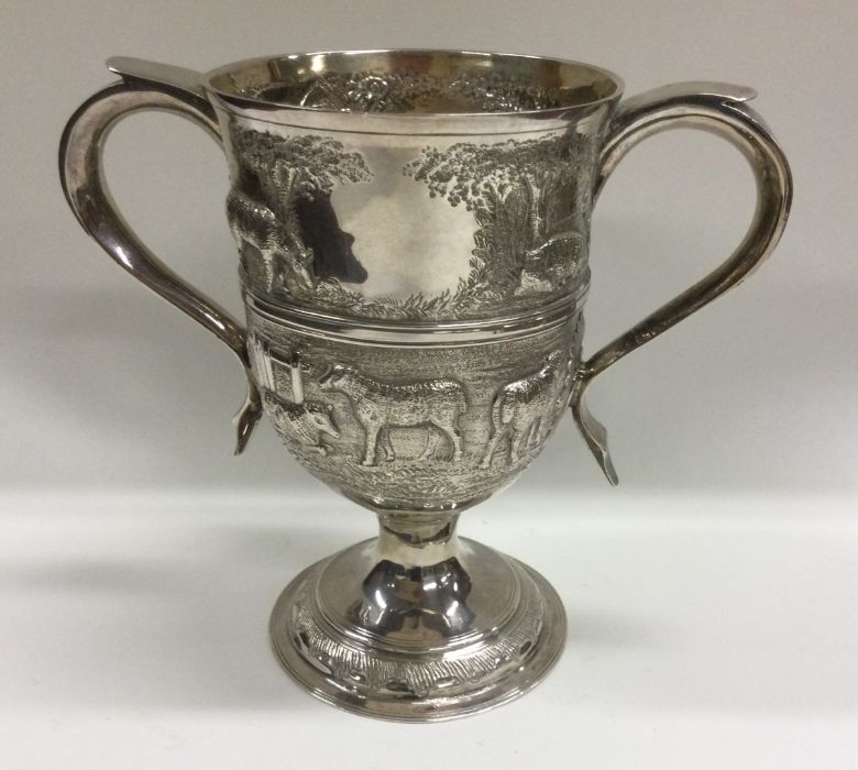 An attractive George III silver pedestal loving c - Image 2 of 2