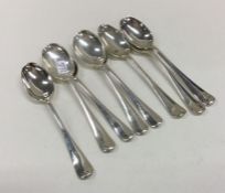A set of eight rat tail pattern silver teaspoons.
