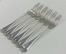 A good set of six Georgian silver three prong fork