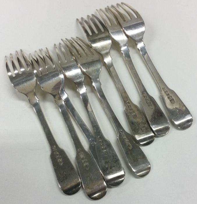YORK: A good set of eight fiddle pattern silver de - Image 2 of 2