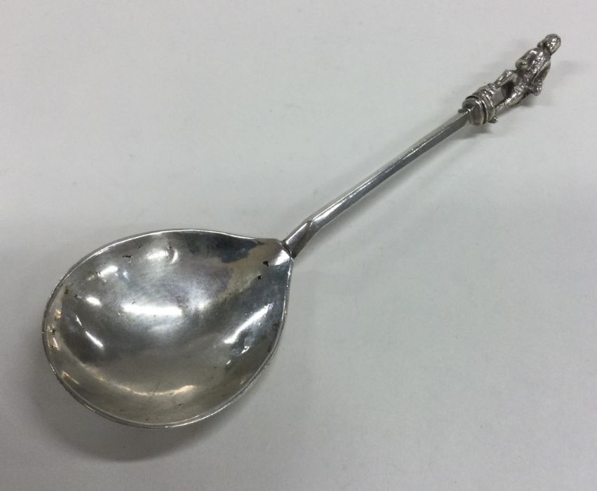 An Antique Continental silver spoon decorated with