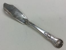 A heavy Scottish silver butter knife with shaped b