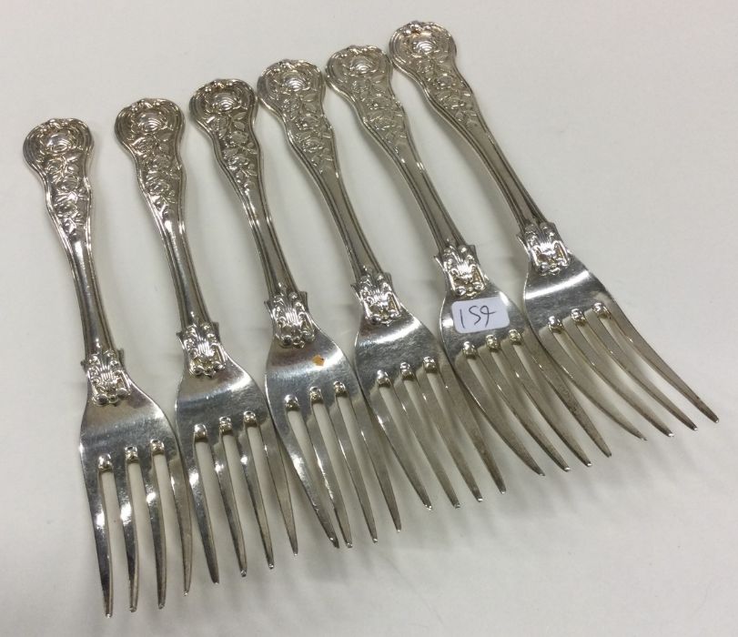 A good set of six rose pattern silver dessert fork