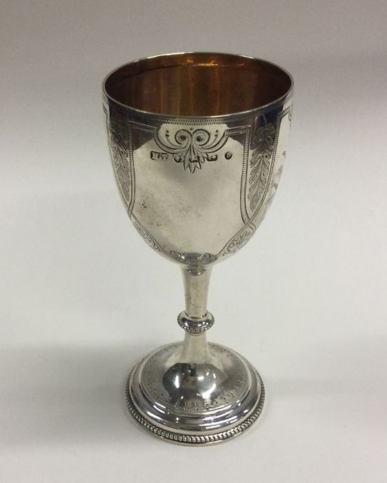 A Victorian silver engraved goblet with floral dec - Image 2 of 2
