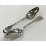 YORK: A pair of George III crested silver spoons.