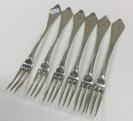 A good set of six silver three prong forks of tape