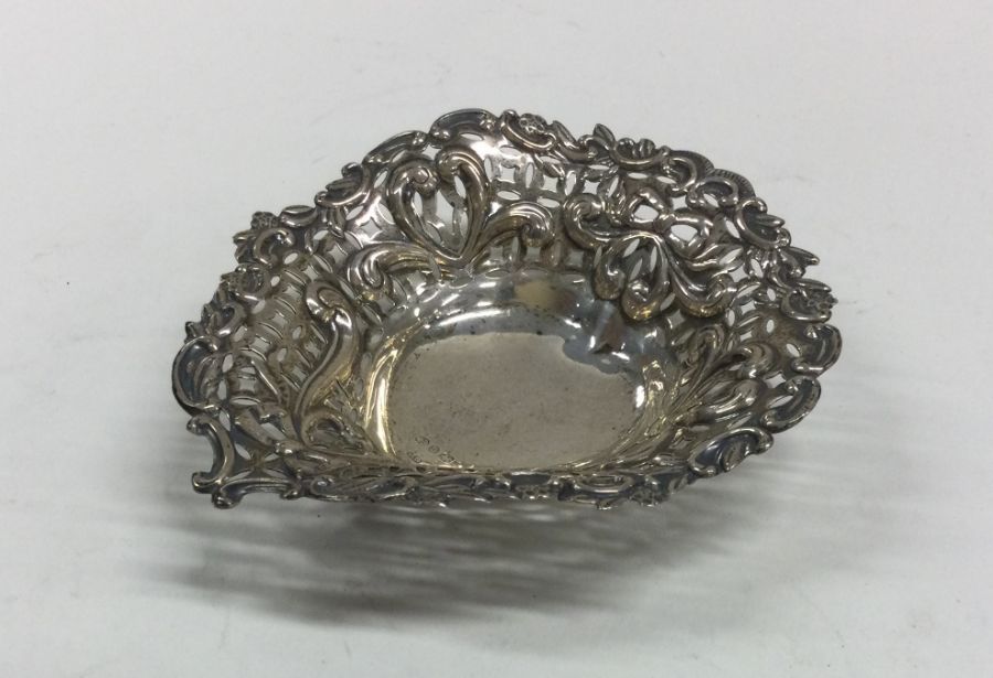 A small heart shaped silver bonbon dish. Birmingha