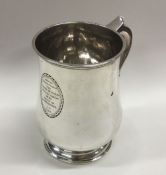 A good Colonial Indian Georgian silver pint mug on