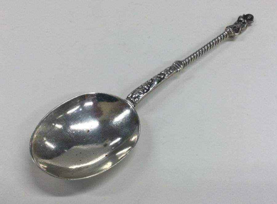 An Antique silver spoon with twisted stem. Approx.
