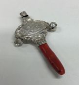 A cast silver 'Hey Diddle Diddle' child's whistle