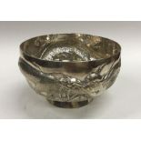 A good Chinese silver bowl on sweeping pedestal fo