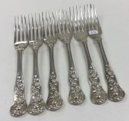 A good set of six rose pattern silver dessert fork