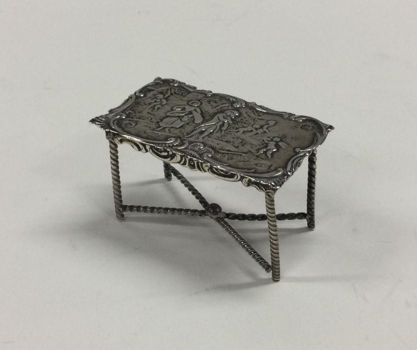 A small silver table toy decorated with a village - Image 2 of 2