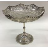 A stylish silver comport with pierced decoration t