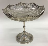 A stylish silver comport with pierced decoration t