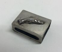 An unusual silver matchbox holder mounted with a s