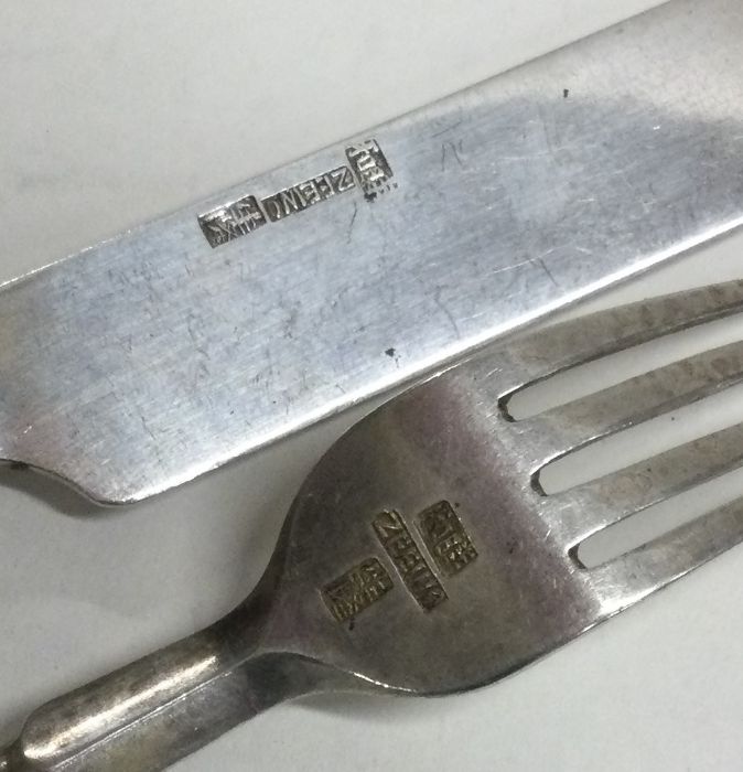 A good Chinese silver knife and fork set with tape - Image 3 of 3