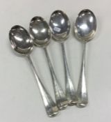A good set of four heavy silver tablespoons. Sheff