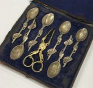 A good set of six George III silver gilt leaf deco