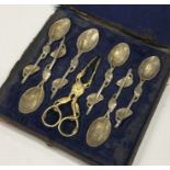 A good set of six George III silver gilt leaf deco