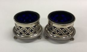 A good pair of Victorian silver salts with crested