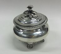 A William IV cylindrical silver tea caddy with gad