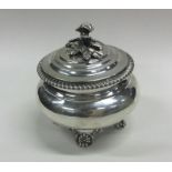 A William IV cylindrical silver tea caddy with gad