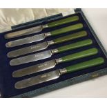 A cased set of six silver tea knives. London. By C