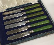 A cased set of six silver tea knives. London. By C