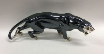An Italian silver figure of a black snarling panth