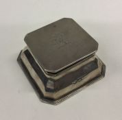 A good square silver inkwell with lion crest to to