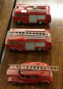 DINKY: Three diecast toy fire engines of varying d