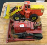 DINKY: A diecast toy bulldozer together with a tra