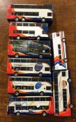 Eight diecast toy 'Stagecoach' buses of varying de