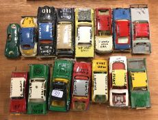 A collection of CORGI toy banger racing cars.