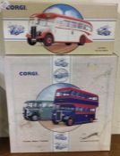 CORGI: A boxed diecast toy bus set together with o