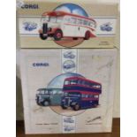 CORGI: A boxed diecast toy bus set together with o