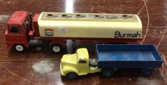 DINKY: A diecast toy petrol tanker together with a