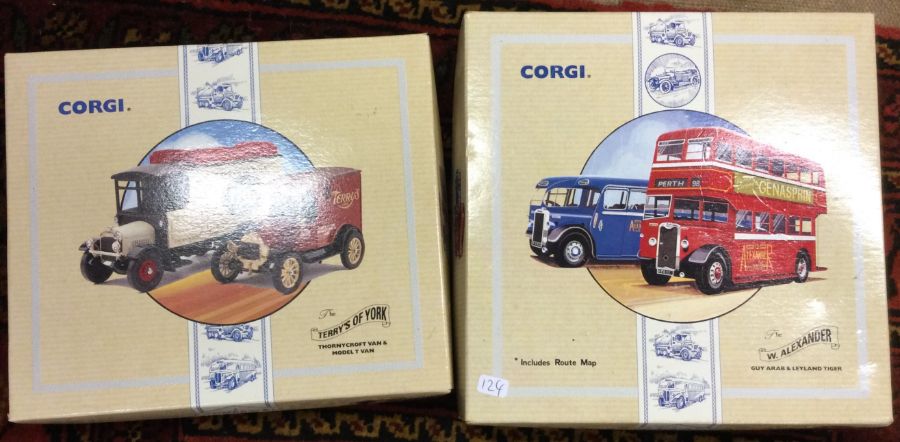 CORGI: Two boxed diecast van sets. (2)