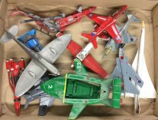 A collection of diecast MATCHBOX toy jets of varyi