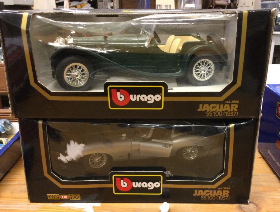 Two boxed Bburago model Jaguar SS 100 (1937). (2)