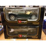 Two boxed Bburago model Jaguar SS 100 (1937). (2)