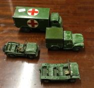 DINKY: Four diecast toy army vehicles of varying d