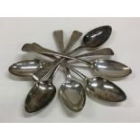 A set of six OE pattern silver dessert spoons. Lon